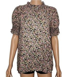 Les Amis Floral‎ Print Women's Top Short Sleeve Size M Medium